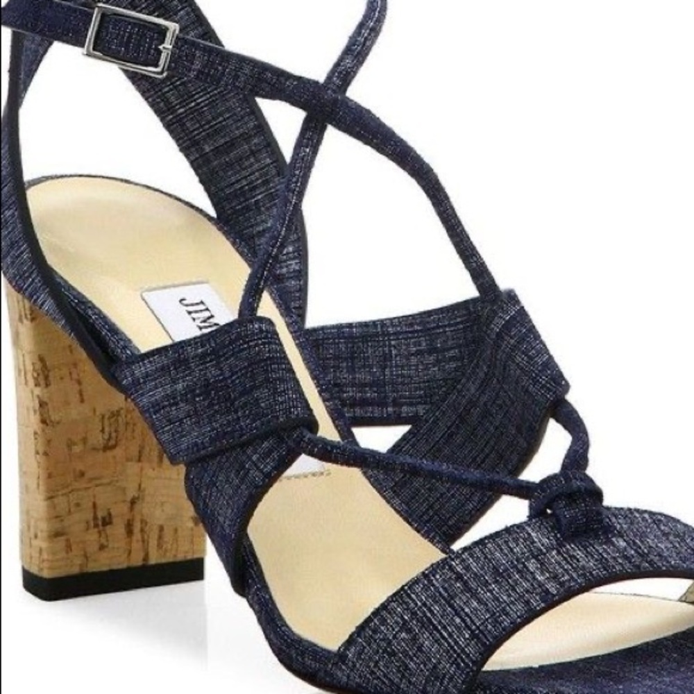 Jimmy Choo ‘Margo’ Blue Denim Cork Heels